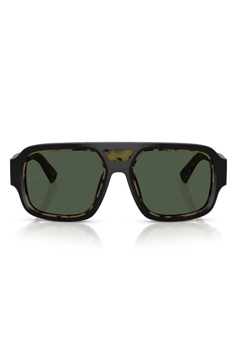 Dolce&Gabbana 55mm Polarized Square Sunglasses, Main, color, Black Yellow Havana / Polar