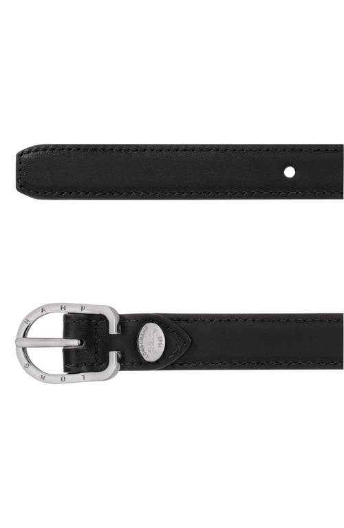 Longchamp Le Foulonné Leather Belt In Black