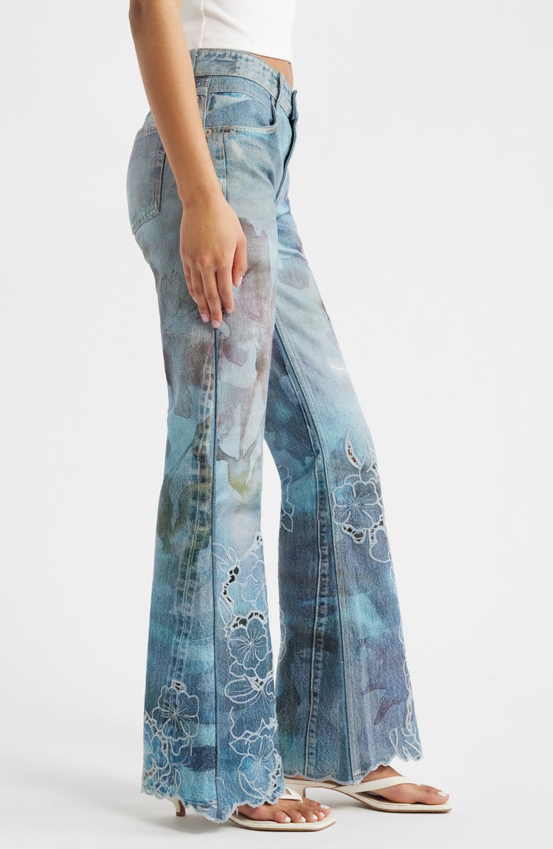 Free People West Coast Illusions Print Jeans, Alternate, color, Watercolor Blooms Co
