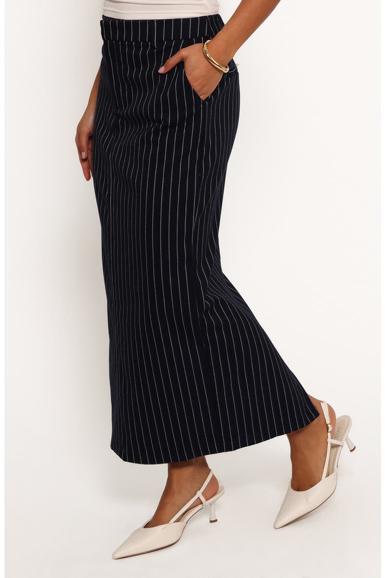 Ellory Pinstripe Maxi Skirt, Alternate, color, NAVY PINSTRIPE