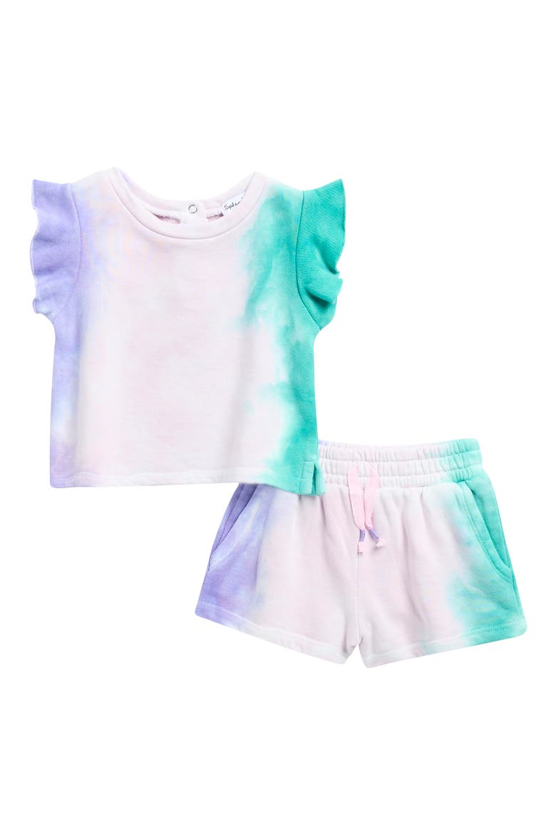Snowcone Tie Dye Ruffle Top & Shorts Set, Main, color, TIE DYE MULTI