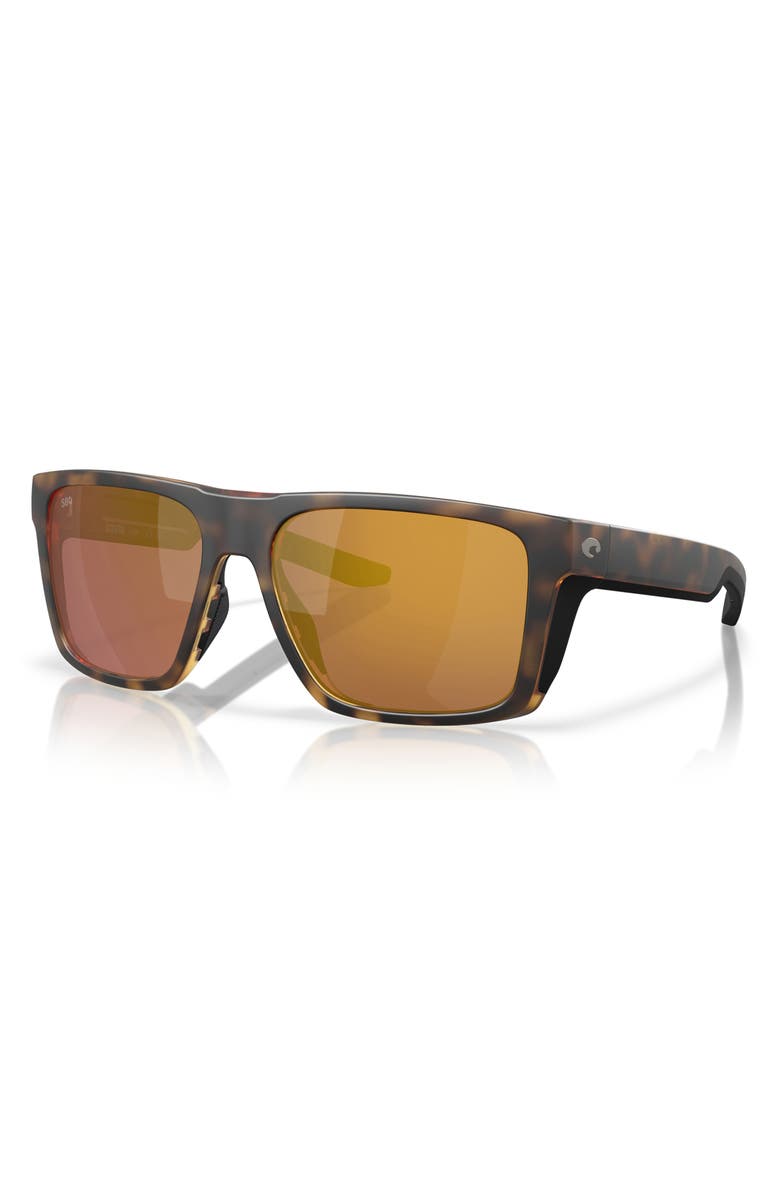 Costa Del Mar 57mm Polarized Square Sunglasses, Alternate, color, Matte Tortoise/ Gold 580G