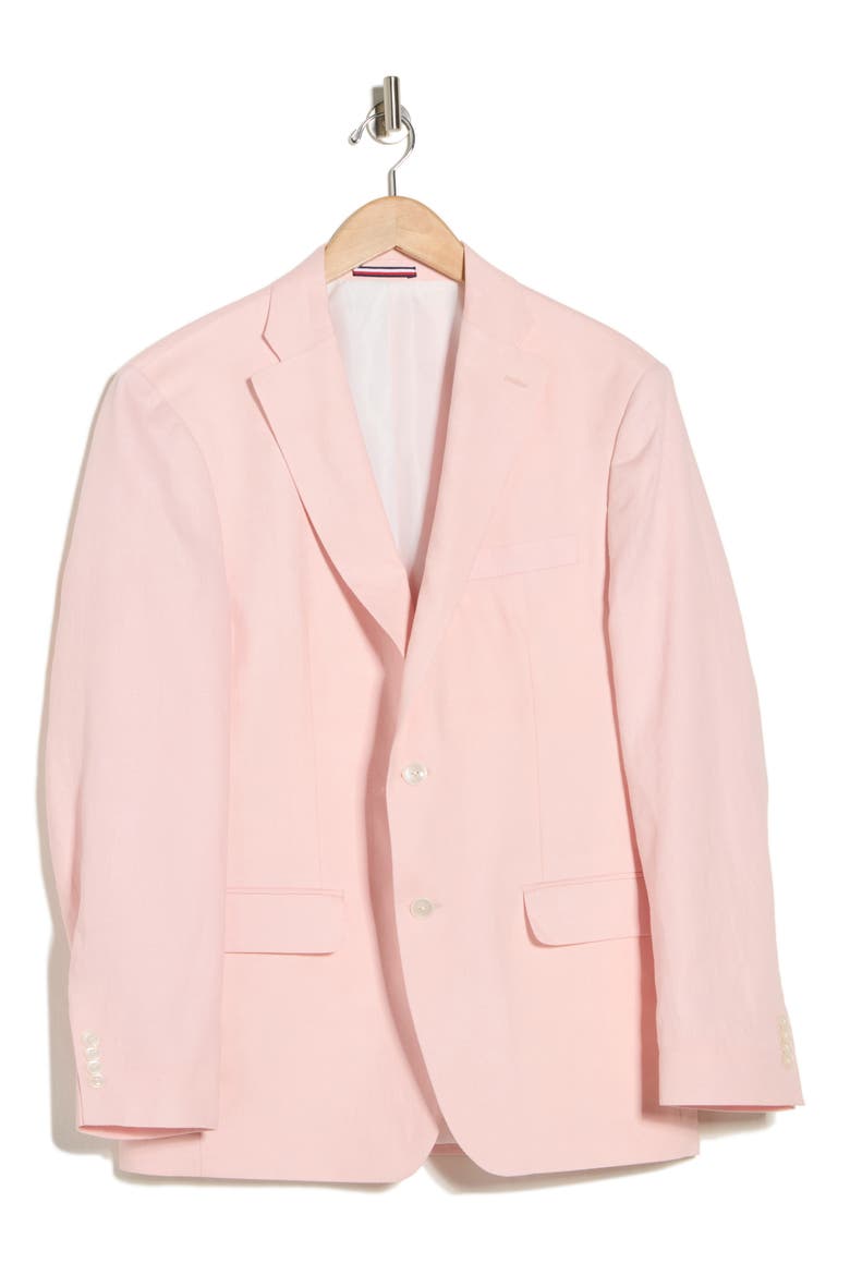 Two Button Notch Lapel Woven Linen Sport Coat, Alternate, color, PINK PLAIN