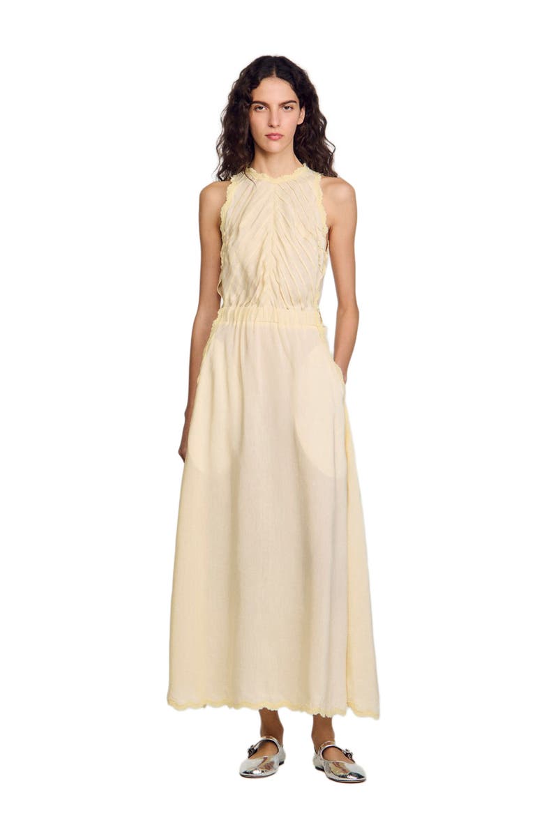 SANDRO Maxi dress with lace details, Alternate, color,