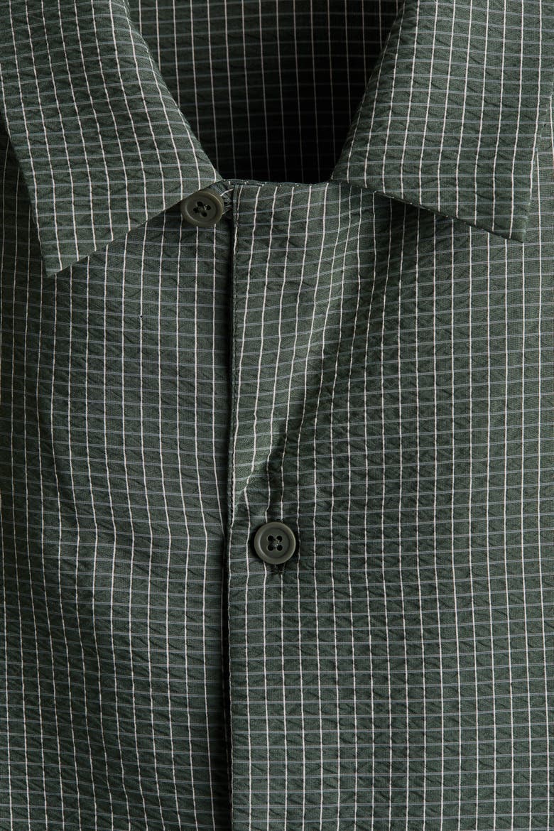 Relaxed Fit Short-sleeved Resort Shirt, Alternate, color, Khaki green/checked