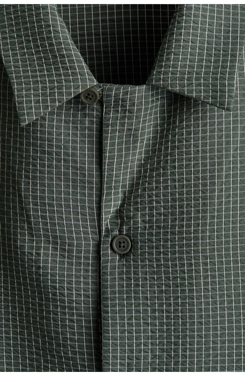 H&M Relaxed Fit Short-sleeved Resort Shirt, Alternate, color, Khaki Green/Checked