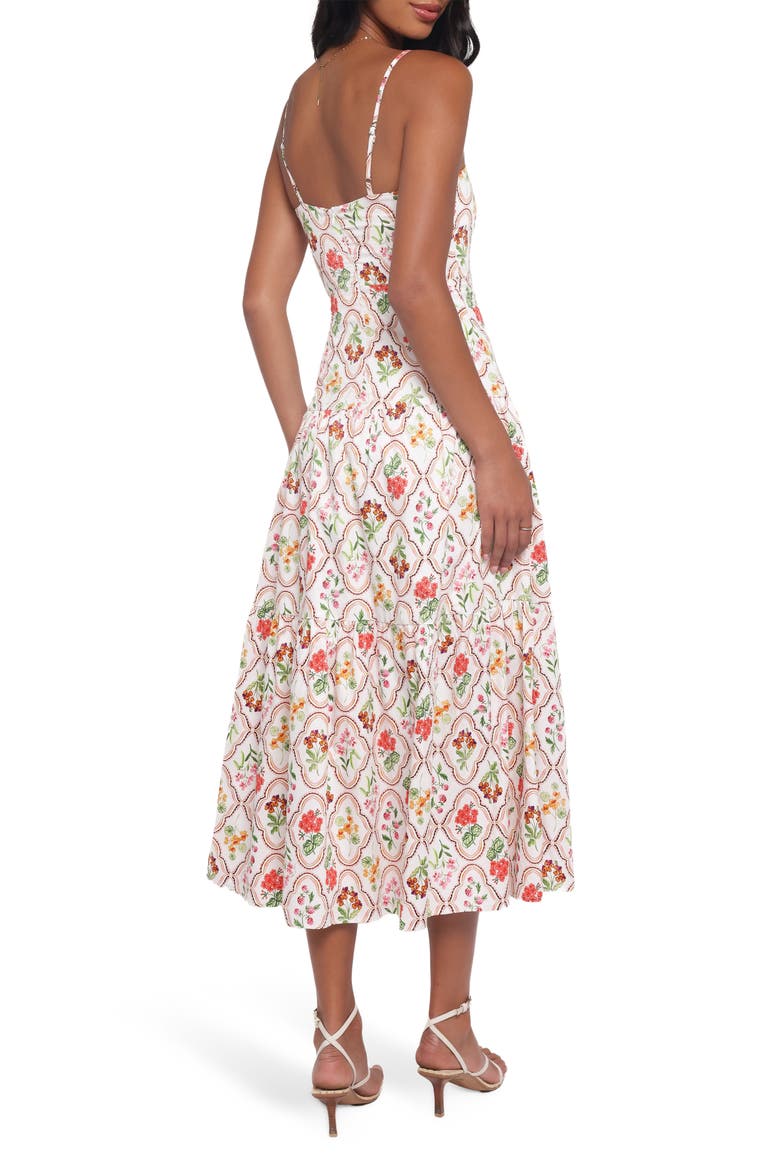 Botanique Floral Print Cotton Midi Sundress, Alternate, color, CORAL WILDFLOWER