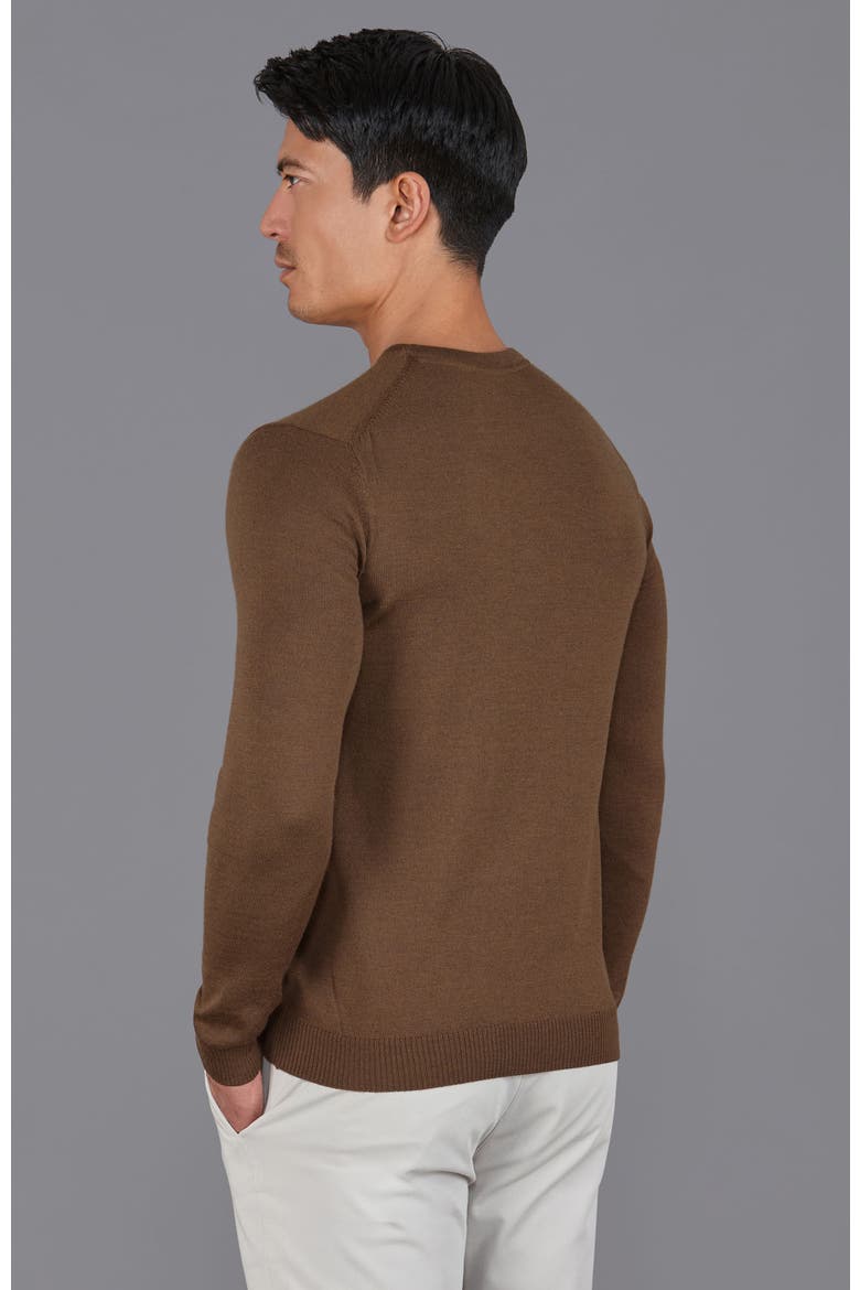 Merino Wool Crew Neck Sweater, Alternate, color, Oakbrown