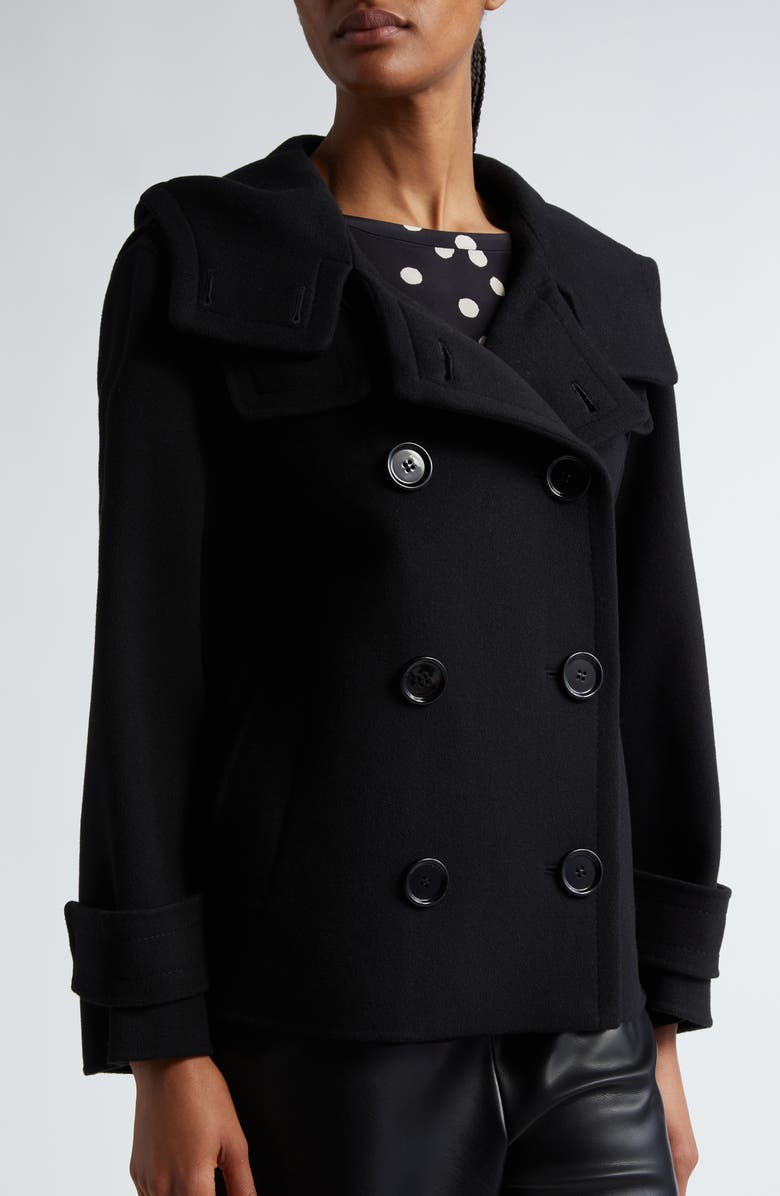 Max Mara Time Wool Hooded Peacoat, Alternate, color, 