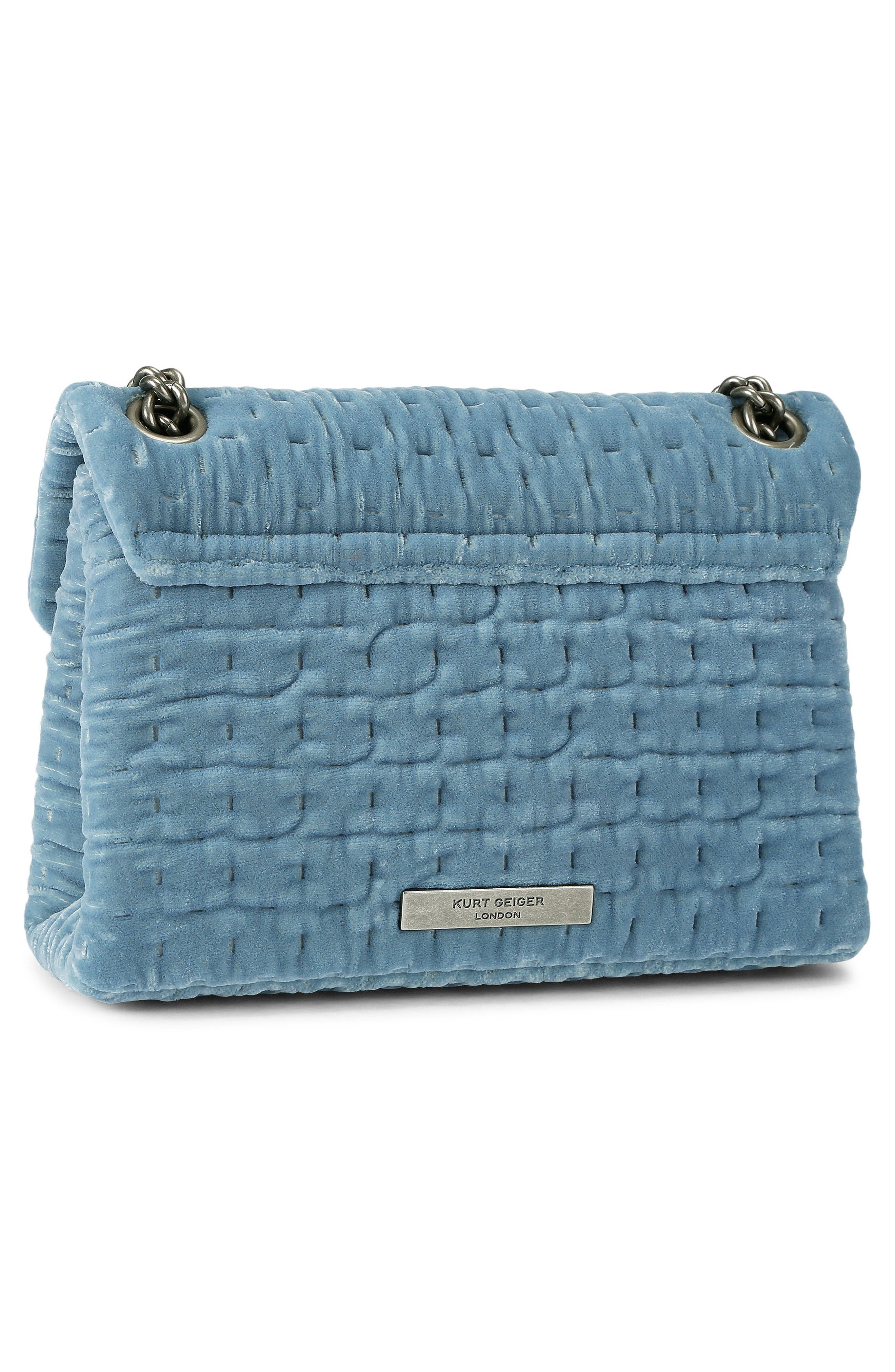 Kurt Geiger London Mini Kensington Velvet Crossbody Bag, Alternate, color, Medium Blue