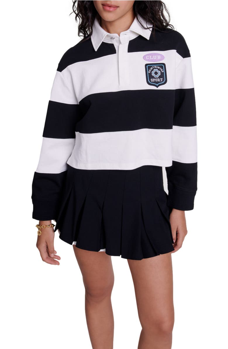 maje Dual-material pleated skort, Alternate, color, 