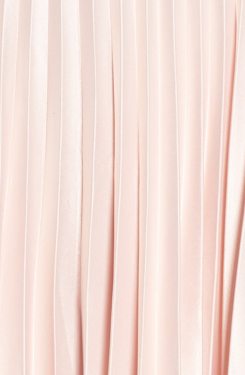 Lulus Bow Back Pleat Satin Gown, Alternate, color,