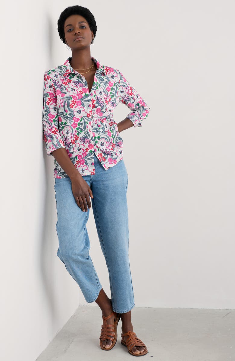 Seasalt Cornwall Larissa Floral Organic Cotton Button-Up Shirt, Alternate, color, Garden Flowers Tulip
