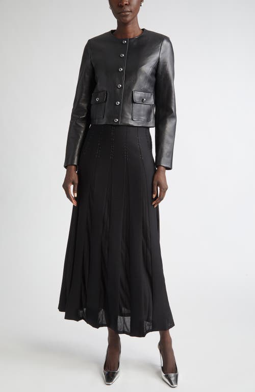 St John St. John Crystal Embellished Pleated Piqué Gown In Black