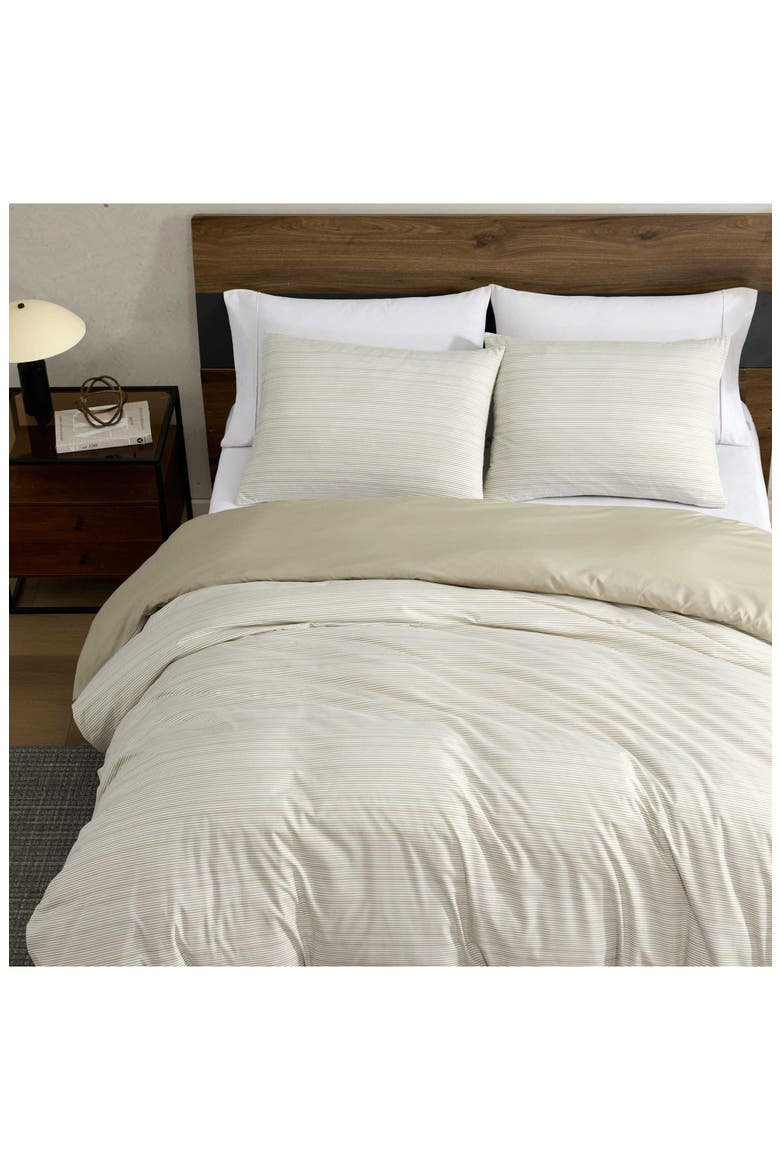 Textured Stripe Duvet Cover Set, Alternate, color, WHITE/ CHAI BEIGE