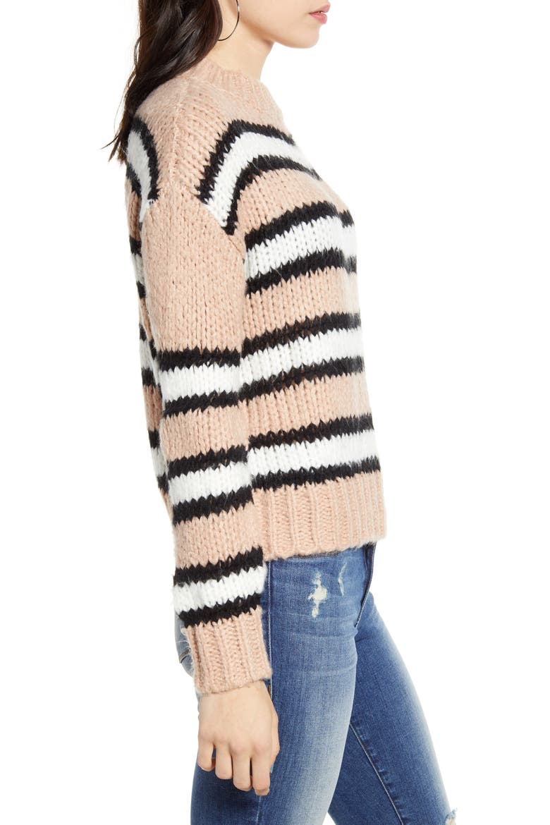 Striped Cozy Sweater, Alternate, color, PINK STRIPE