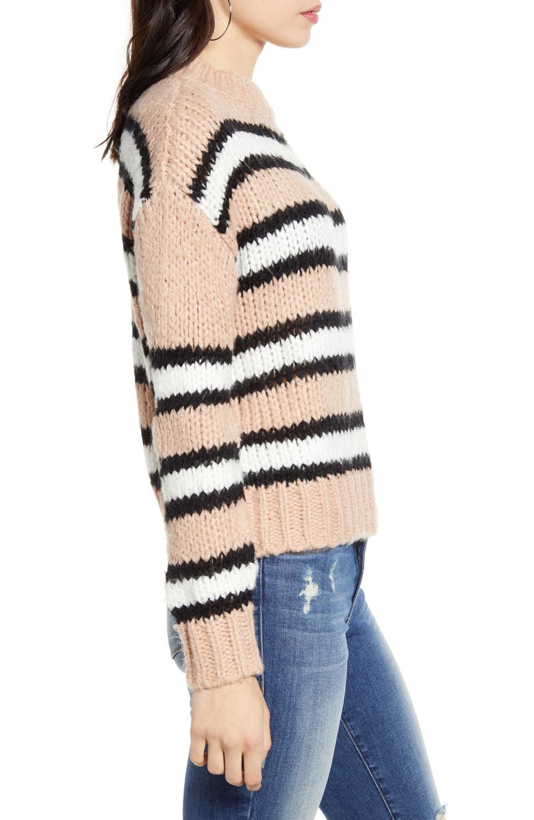 Woven Heart Striped Cozy Sweater, Alternate, color,