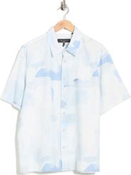 rag & bone Danny Short Sleeve Linen & Cotton Button-Up Shirt