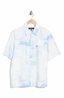 rag & bone Danny Short Sleeve Linen & Cotton Button-Up Shirt