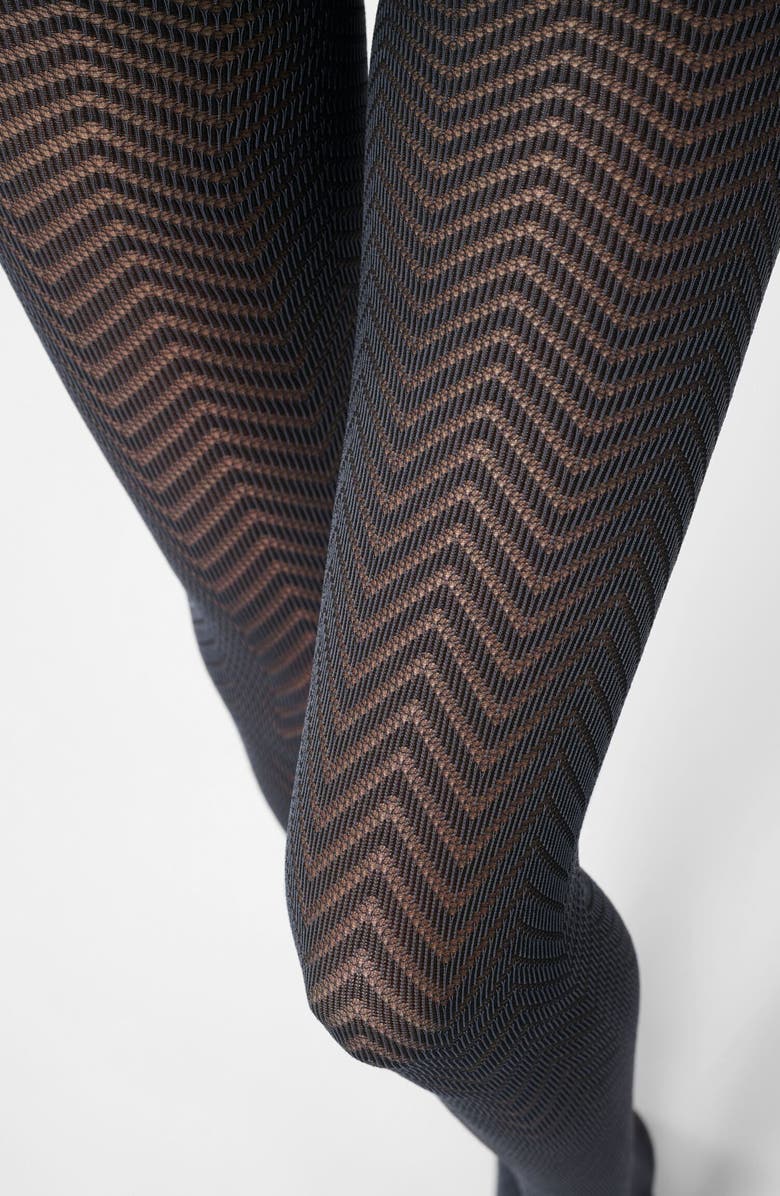 Oroblu Herringbone Opaque Tights, Alternate, color, Nearly Black