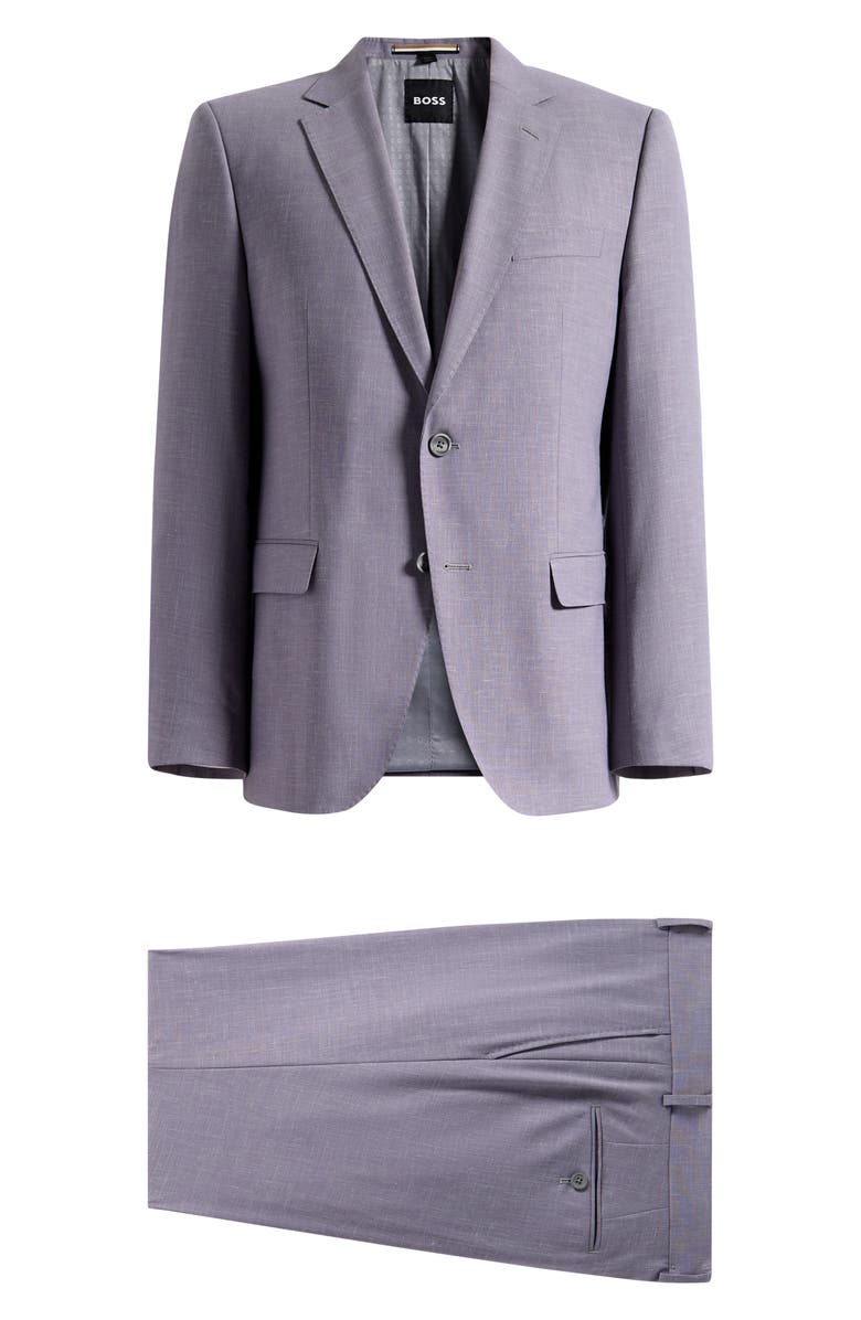 BOSS Huge Medium Purple Mélange Wool Suit, Main, color, Medium Purple