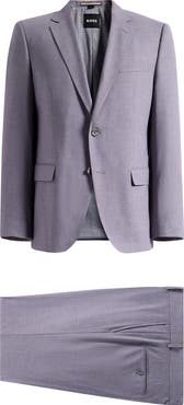 BOSS Huge Medium Purple Mélange Wool Suit