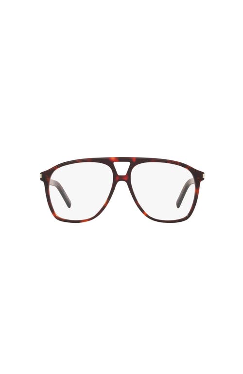 Saint Laurent 58mm Pilot Optical Glasses In Brown