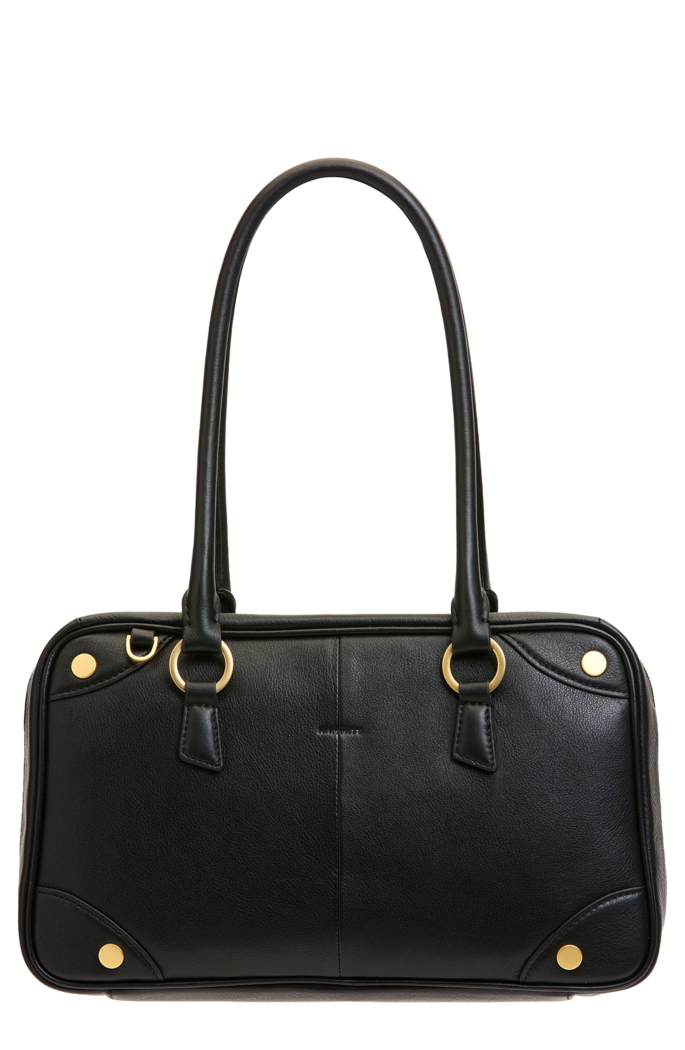 HAMMITT Medium Meredith Leather Shoulder Bag, Main, color, Black/ Brushed Gold