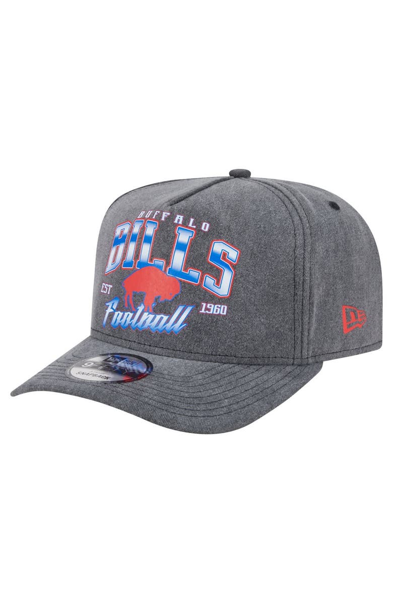 New Era Men's New Era  Black Buffalo Bills Throwback Washed A-Frame 9FIFTY Snapback Hat, Main, color, 