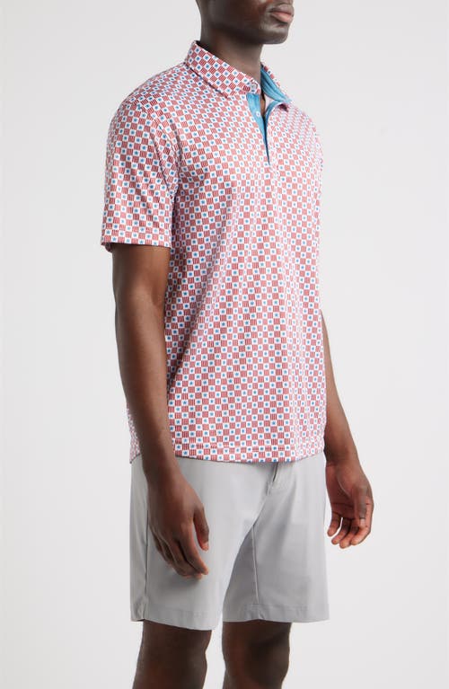Swannies Waylon Stars & Stripes Print Performance Golf Polo In White