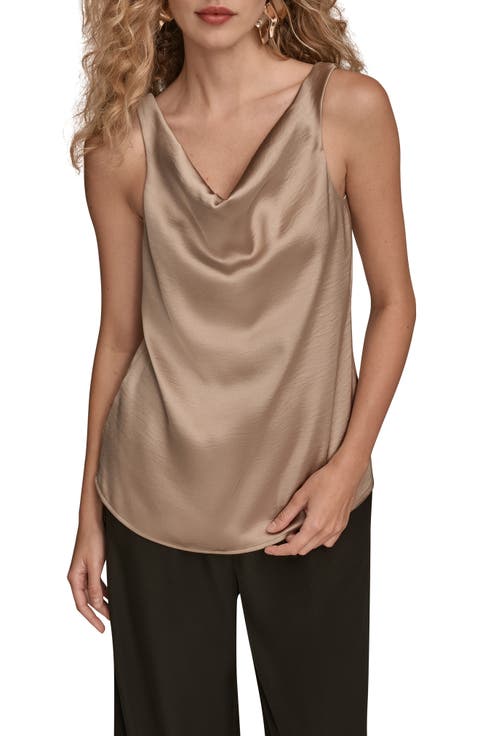 Cowl Neck Charmeuse Tank
