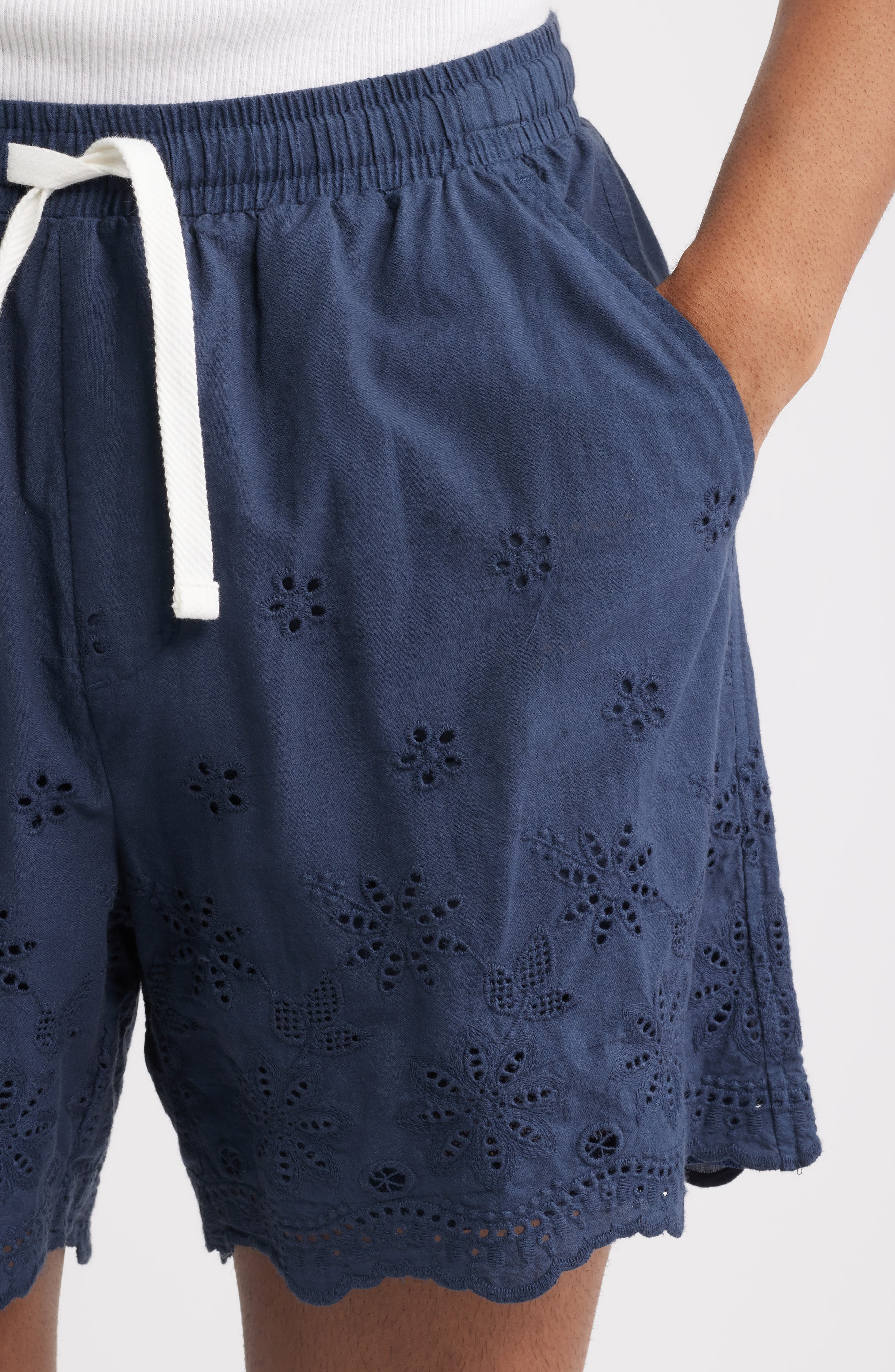 RIZORT Banks Embroidered Eyelet Cotton Shorts (Men) | Nordstrom