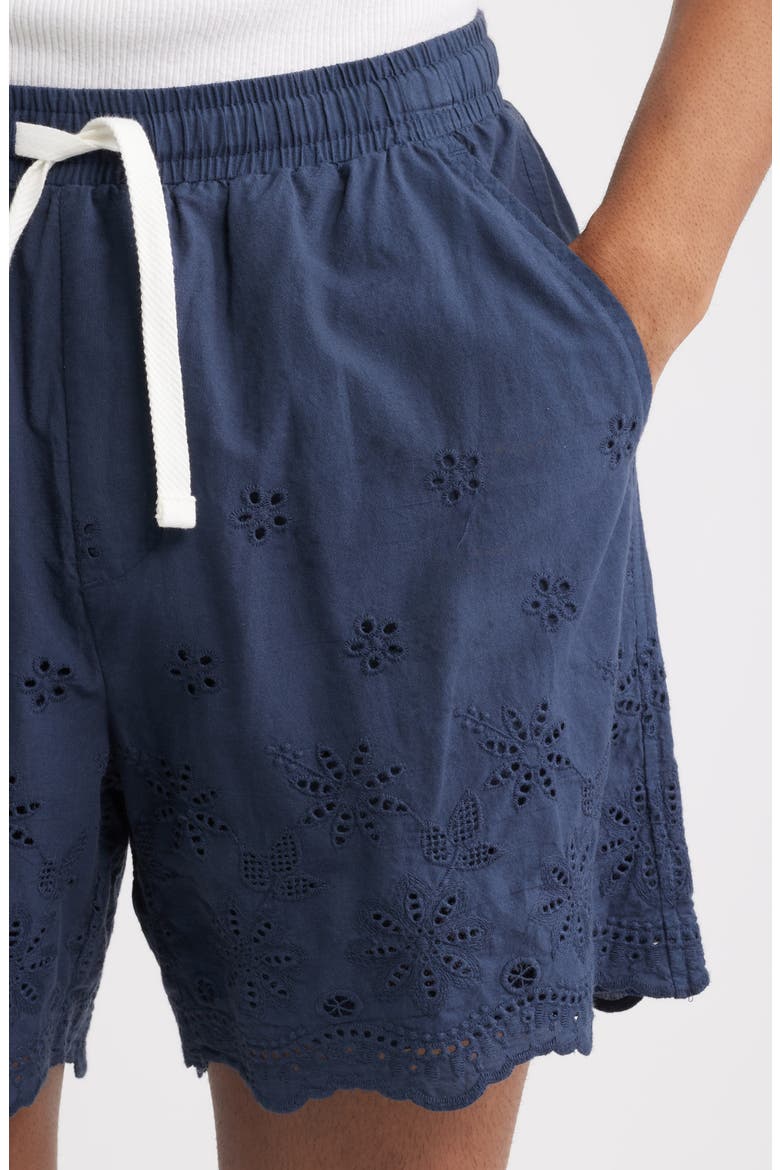 Banks Embroidered Eyelet Cotton Shorts, Alternate, color, NAVY