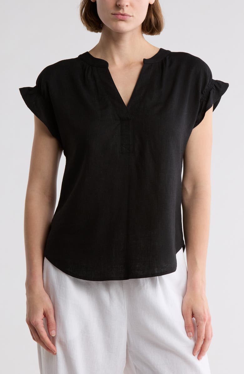 Blu Pepper Split Neck Short Sleeve Top, Main, color,