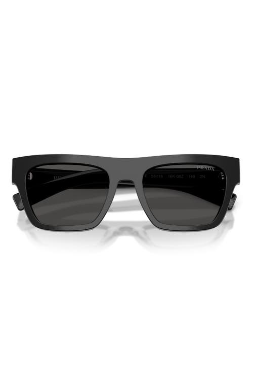 Prada 55mm Rectangular Sunglasses In Black