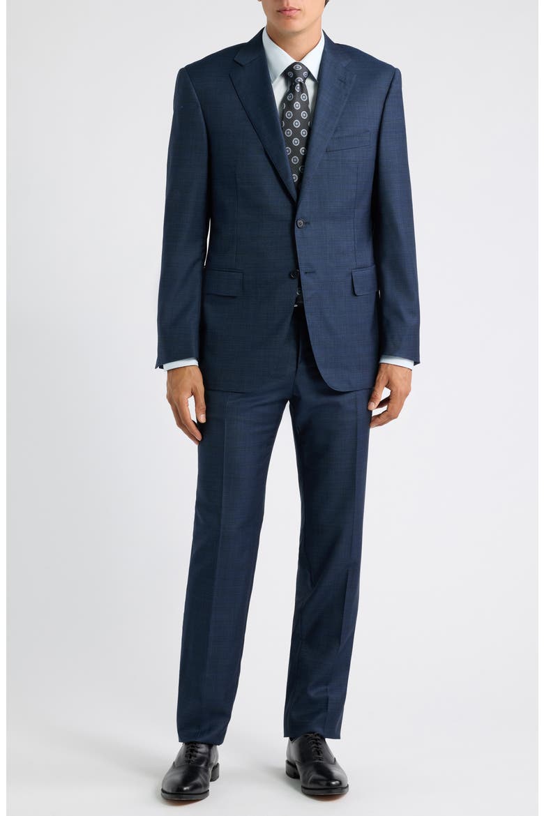Siena Regular Fit Denim Effect Wool Suit, Main, color, NAVY