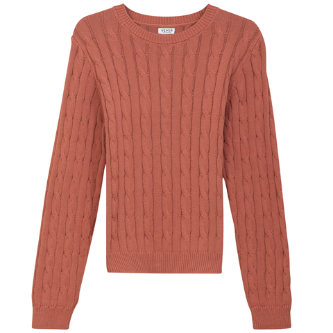 Cable Knit Ribbed Neck Sweater