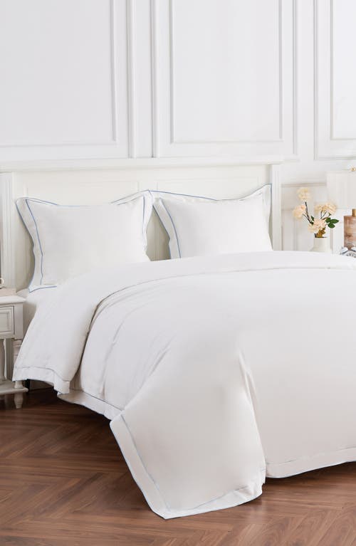 Melange Home Framed Embroidered Duvet & Sham Set In White/blue