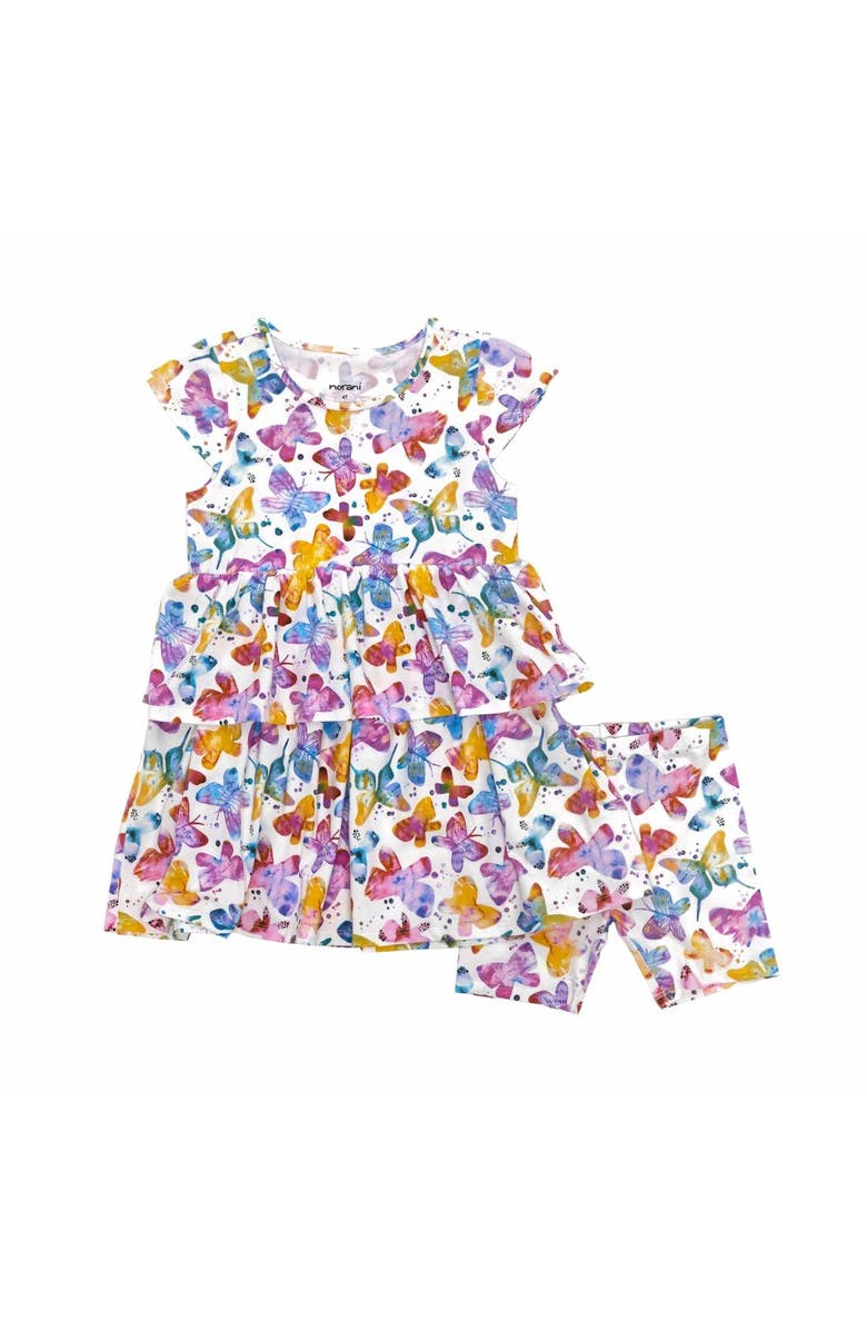 Norani Kids Organic Layered Dress with Matching Biker Shorts, Main, color, Butterflies