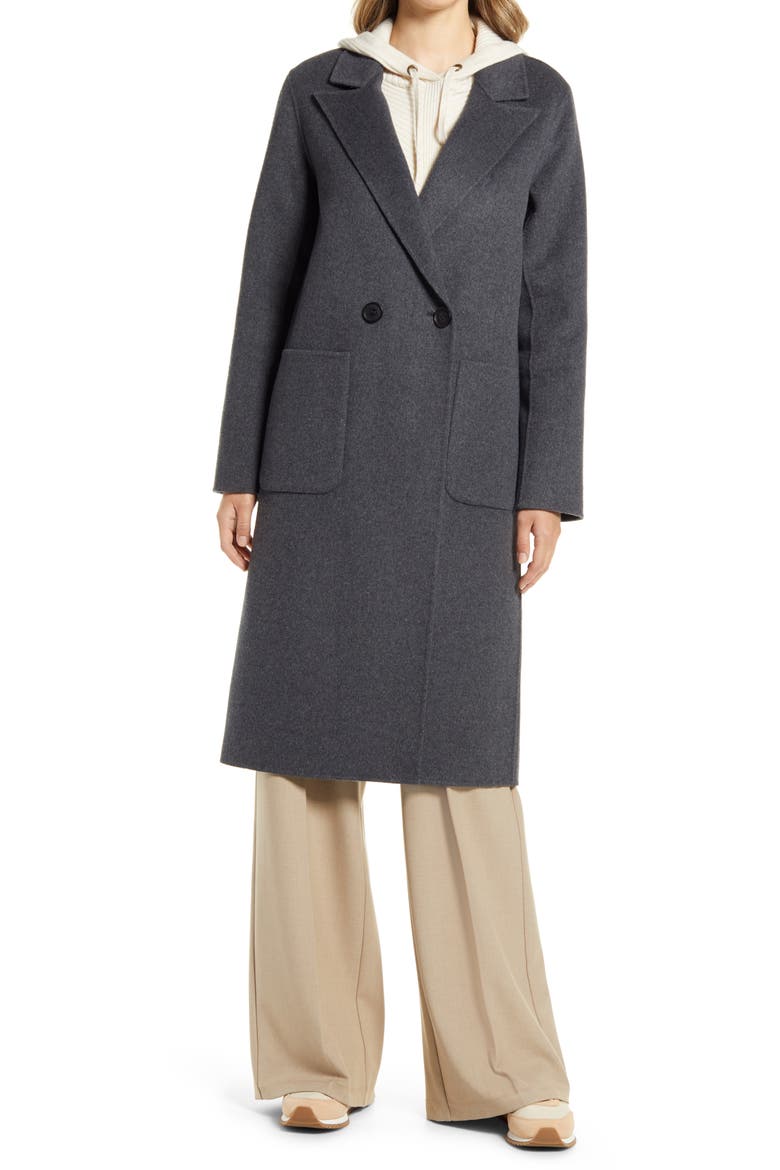 Double Face Wool Coat, Alternate, color, GREY DARK CHARCOAL HEATHER