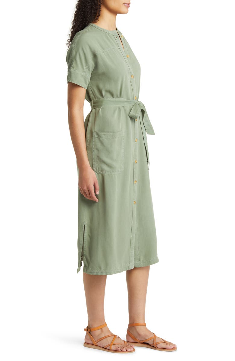 Caslon<sup>®</sup> Tie Waist Shirtdress, Alternate, color, Green Dune