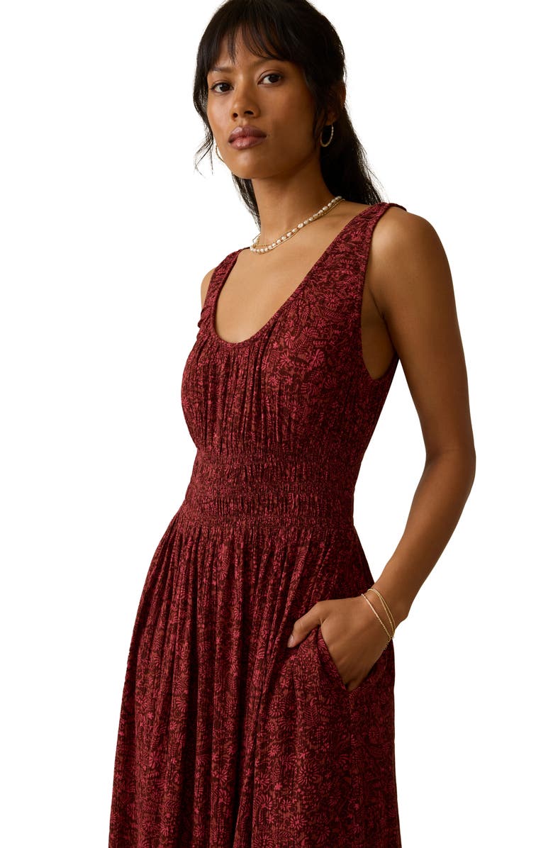 Faherty Sunseeker Smocked Waist Midi Dress, Alternate, color, Belmonte Floral