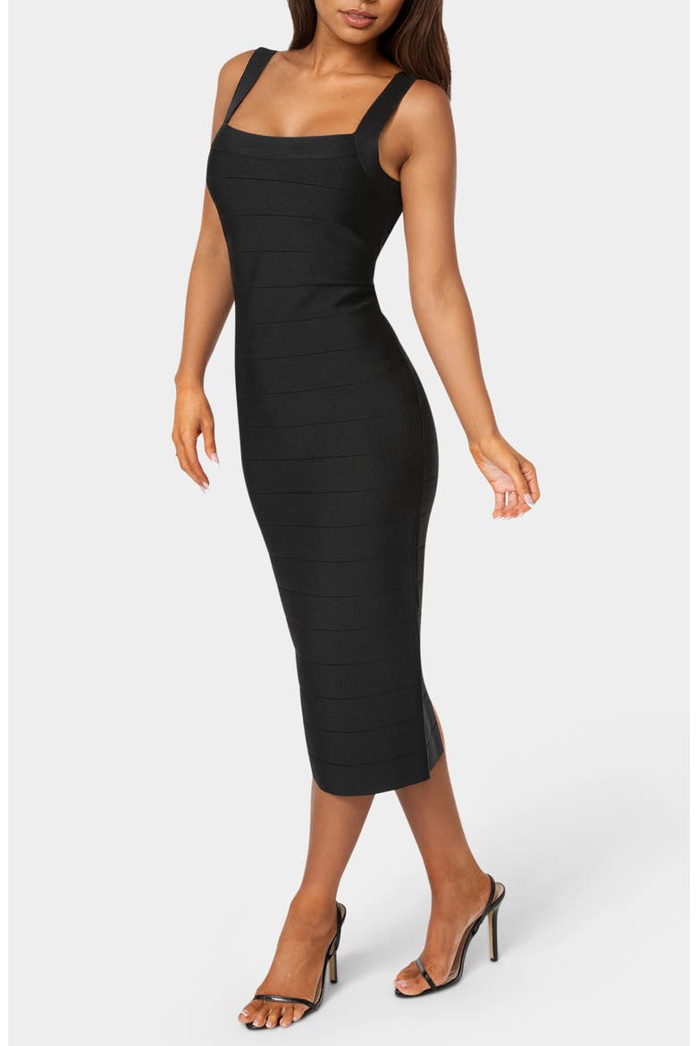 Bandage Midi Dress, Alternate, color, BLACK