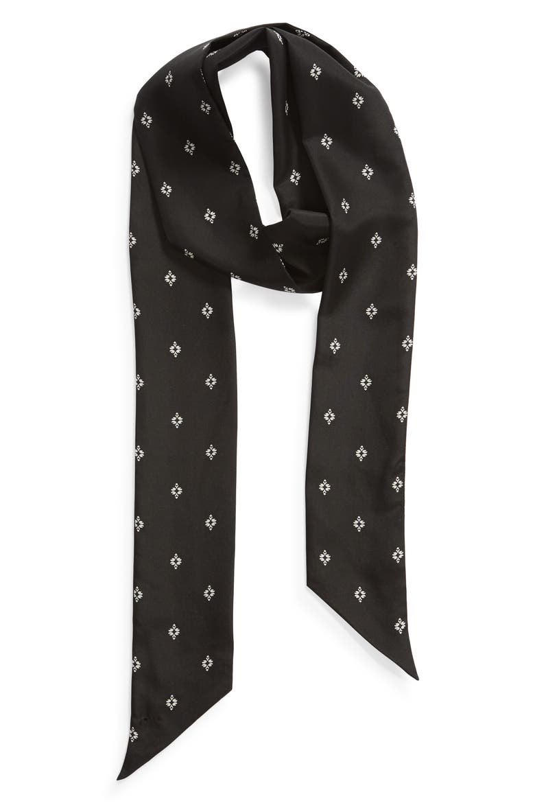 Print Silk Skinny Scarf (Nordstrom Exclusive), Alternate, color, BLACK GEO DOT