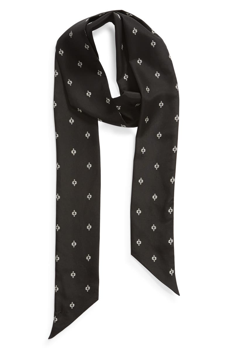 Something Navy Print Silk Skinny Scarf, Alternate, color, 