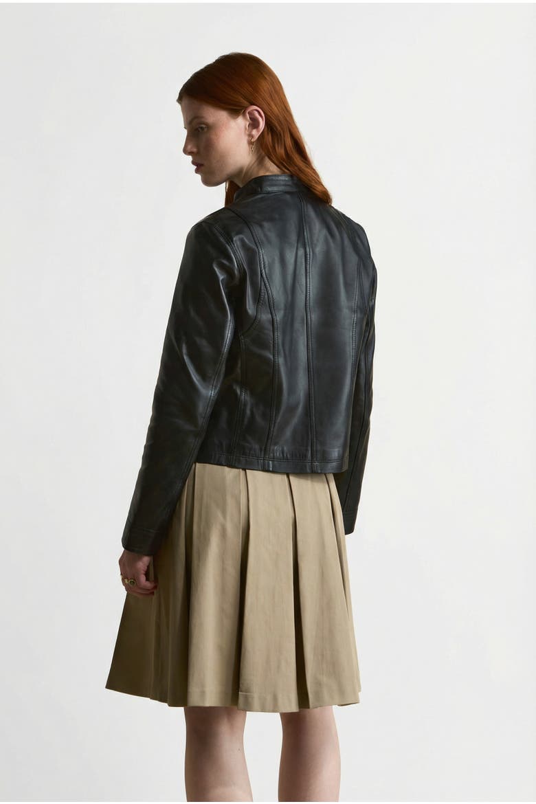 Amelia Leather Jacket, Alternate, color, Black