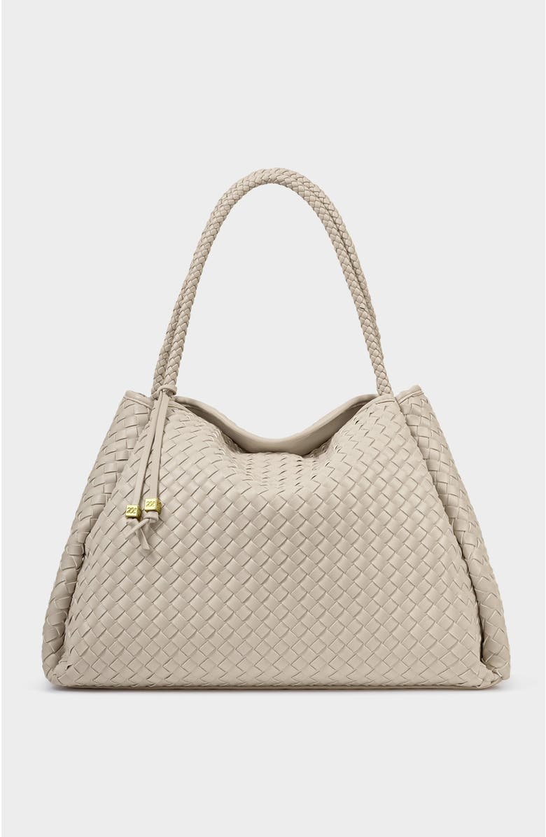 Katie Loxton Nova Hand Woven Large Shoulder Bag, Main, color, Oyster