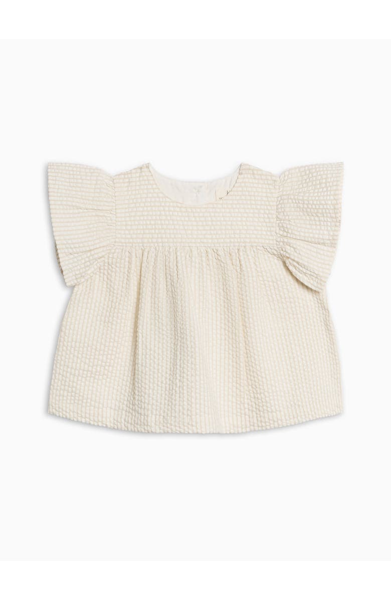 KENDI by Colored Organics Organic Viv Seesucker Ruffle Top, Alternate, color, Dune Stripe