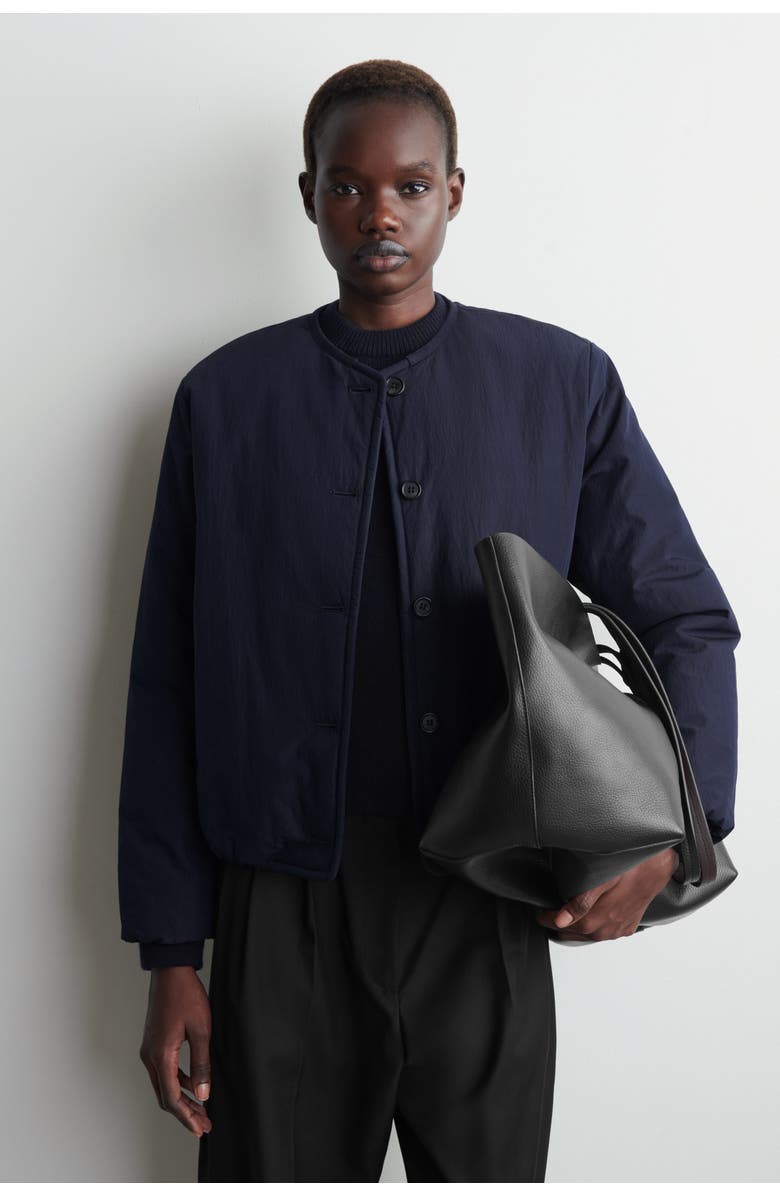 COS Padded Cotton Liner Jacket, Alternate, color, Navy