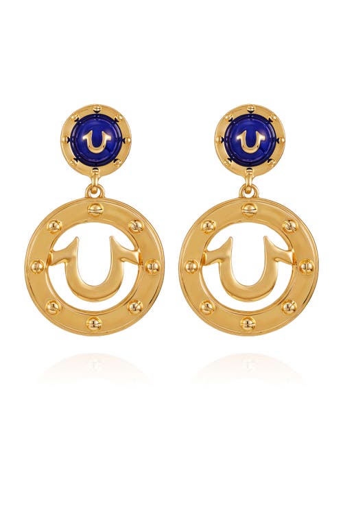 True Religion Studded Horseshoe Drop Earring In Gold
